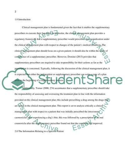Clinical Management Plan