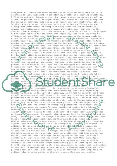 Efficiency and Effectiveness in Management