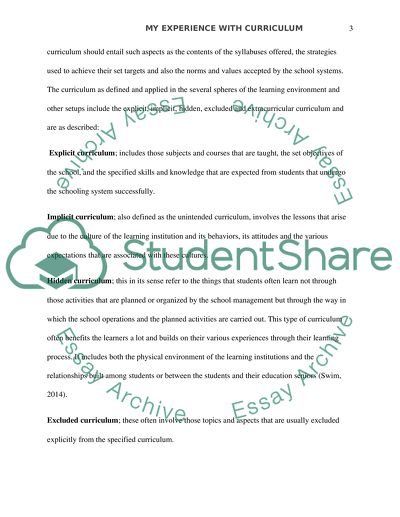 My Experience with Curriculum