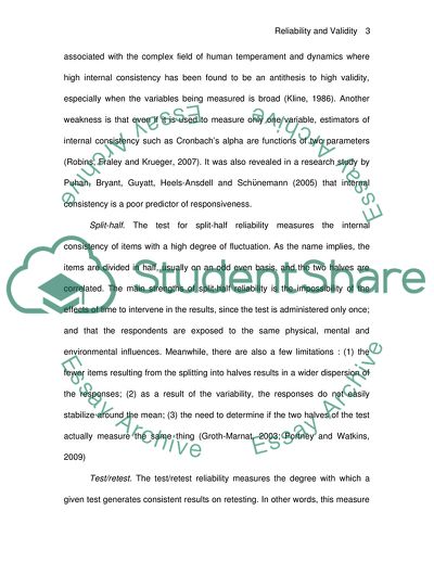 Tests of Reliability and Validity