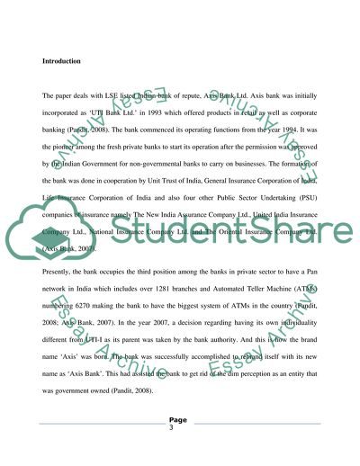 Financial Accounting at Axis Bank Ltd