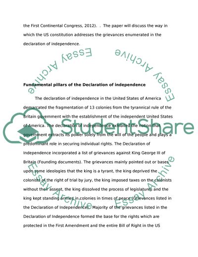 How does the US Constitution Address the Grievances Enumerated in the Declaration of Independence