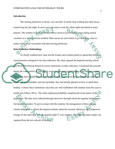 Holiday Tours as a Stress Management Option in Male versus Female Nurses