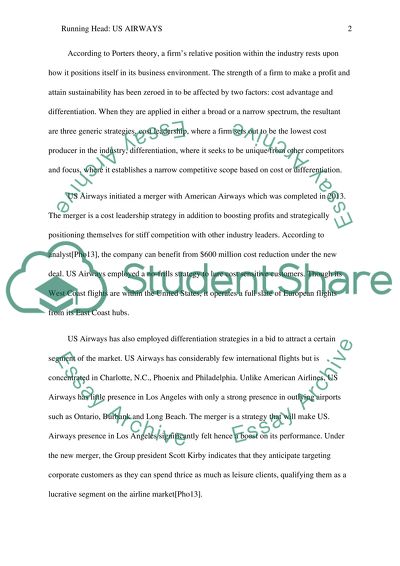 Business strategy of US Airways