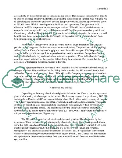 Canada and the European Union new free trade agreement