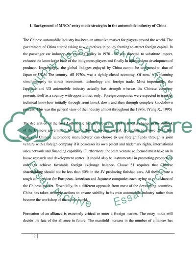 Toyota Motors Corporation in the Different Aspects of the Chinese Market: Regulations and Competition