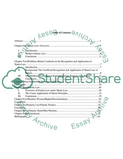 Recognition and Application of Sharia Law in the UK