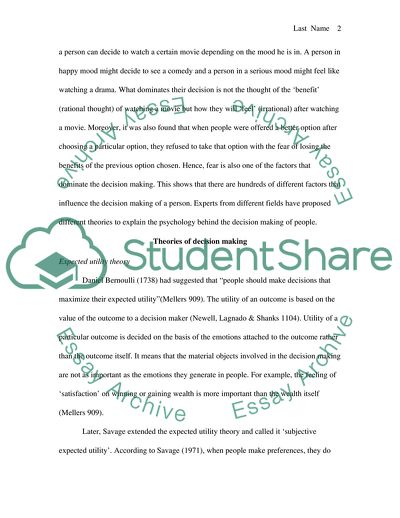 Theories of Decision-Making