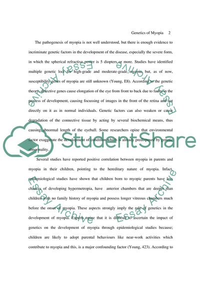The Genetics of Myopia