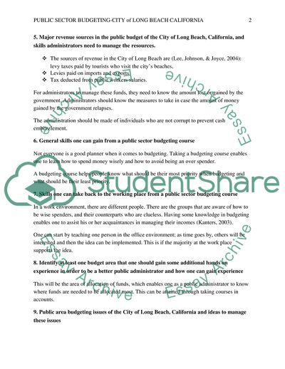 Public Sector Budgeting - City of Long Beach, California