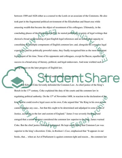 Cokes Contribution to Common Law