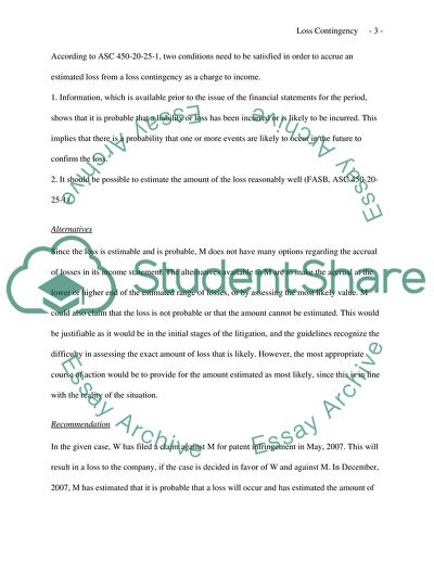 Loss Contingency - Accounting Treatment