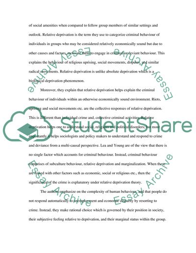 Relative Deprivation by John Lea and Jock Young