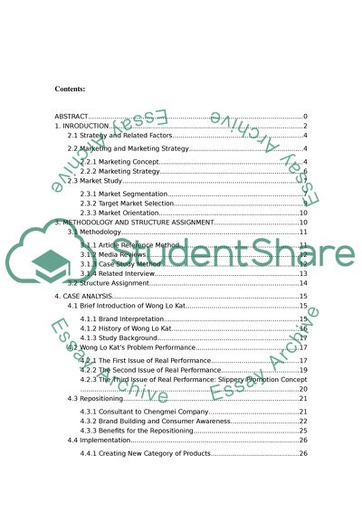 The Interpretation of Marketing Strategy on the Rise of Wong Lo Kat