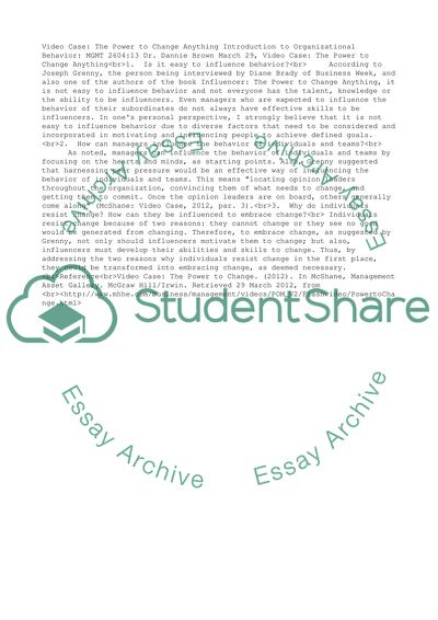 Case: The Power to Change Anything