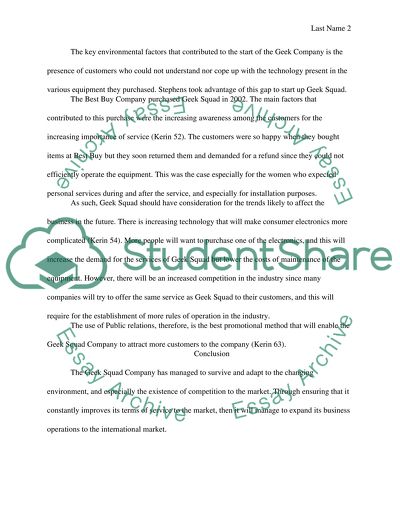 Scanning the Marketing Environment - Geek Squad Company