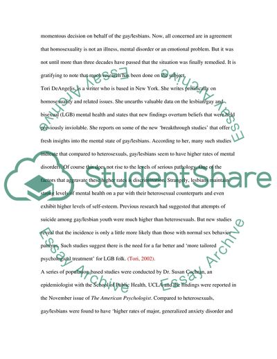 Gay, Lesbians, and Mental Illness