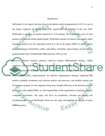 Recruitment, Selection and Training Process in McDonalds