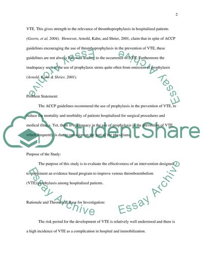 TESTING A TOOL(FORM) FOR HOSPITALIZED PATIENTS TO PREVENT DVT