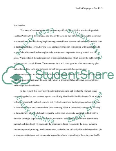 Issues Surrounding Obesity as a National Agenda Identified in Healthy People 2010