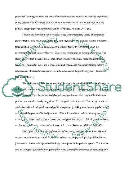 Rousseau, John Stuart Mill and G. D. H. Cole