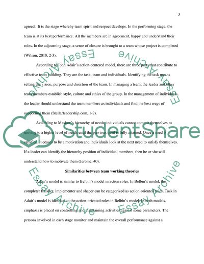 Team working theories