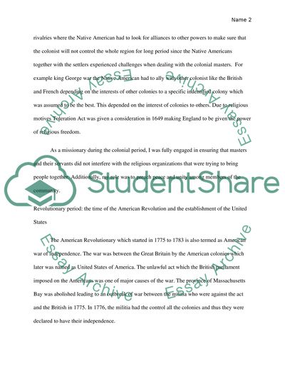 The Time of Early Colonial Settlers and Native Americans