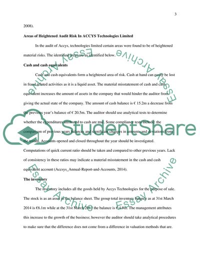 The Audit of Accys Technologies Company