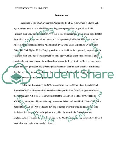 Students with Disabilities in Extracurricular Athletics