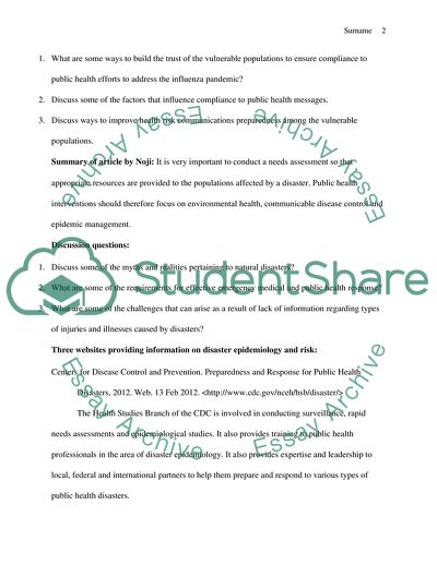 Disaster Epidemiology and Risk