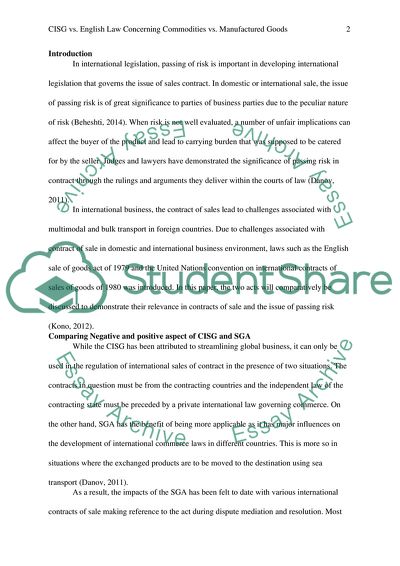 CISG, Commodities and Manufactured Goods