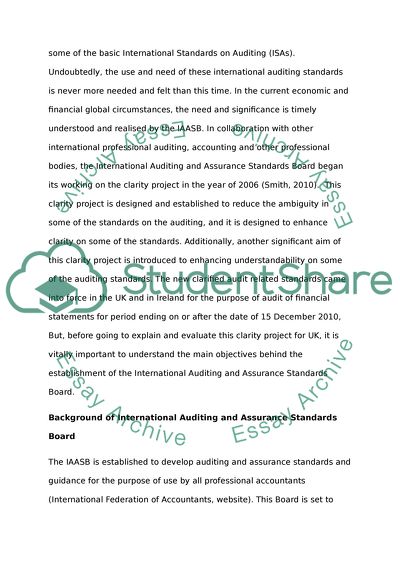 Explain and evaluate the significance of the IAASB clarity project for UK audits