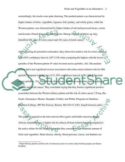 Fruits and Vegetables as an Alternative