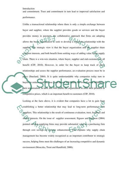 Supplier evaluationfor achieving long-term performance