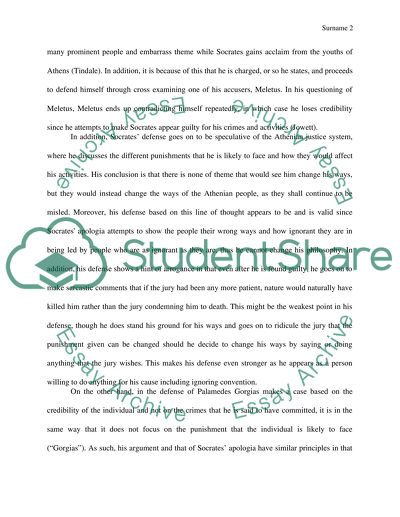 Apologia of Socrates and the Defense Speech of Gorgias