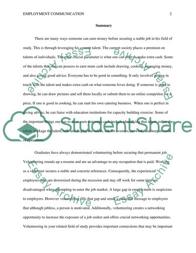 EMPLOYMENT COMMUNICATION