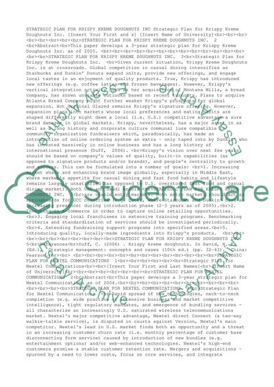 Strategic plan for Krispy Kreme Doughnuts Inc