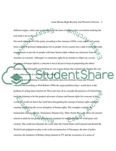 Asian Human Rights Records and Western Criticism