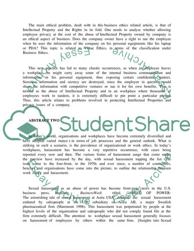 Ethics in Business: Articles review