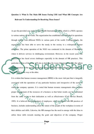 Main HR Issues Facing UHI and HR Concepts Relevant to Resolving These Issues