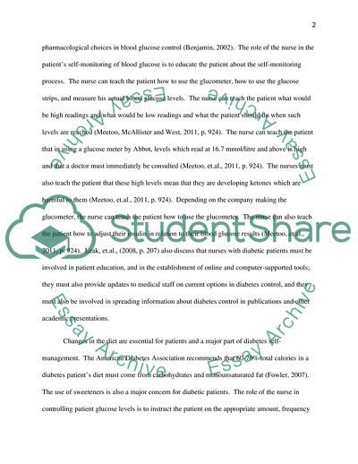The Impact of Self-Management in the Control and Management of Diabetes