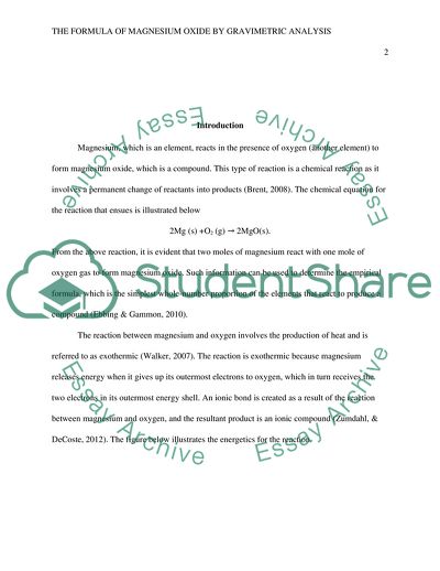The Formula of Magnesium Oxide by Gravimetric Analysis