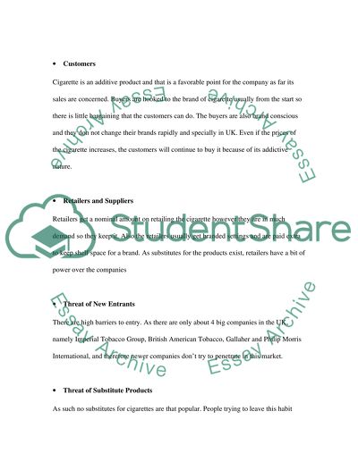 UK Micro Environment Factors for a Tobacco Company