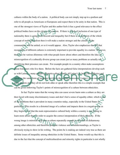 A Comparison between Charles Taylor and Will Kymlickas views on Multiculturalism with Minority Rights