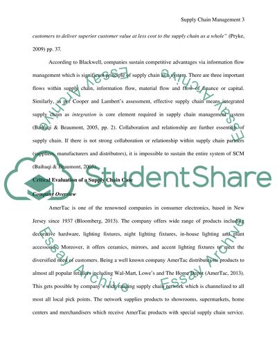 Supply Chain Management-A Case of AmerTac Inc