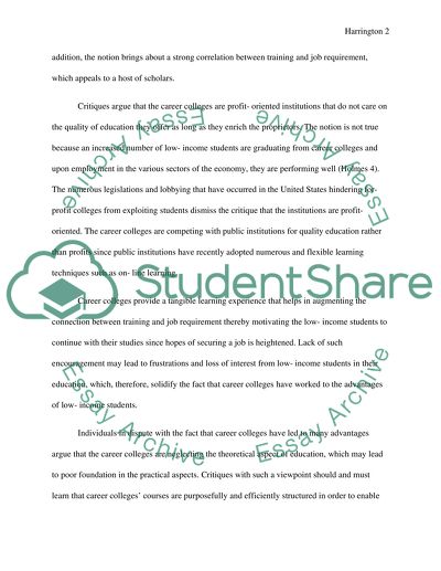 Career Colleges and Low-Income Students