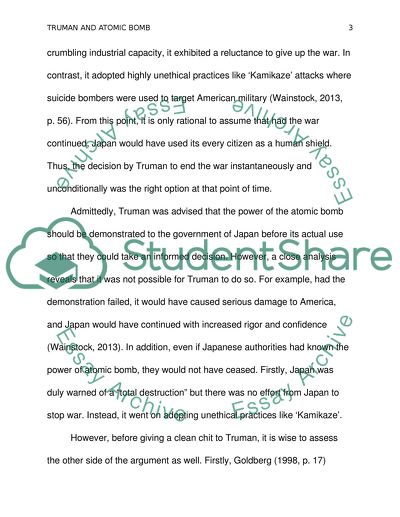 President Trumans decision to drop Atomic Bomb