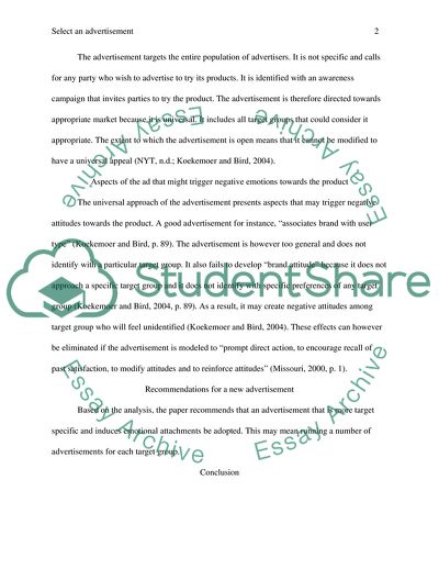 Select an advertisement (from any media)