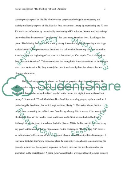 Social struggles in The Melting Pot and America