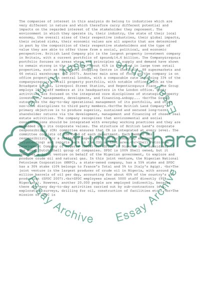 Stakeholder Comparative Study